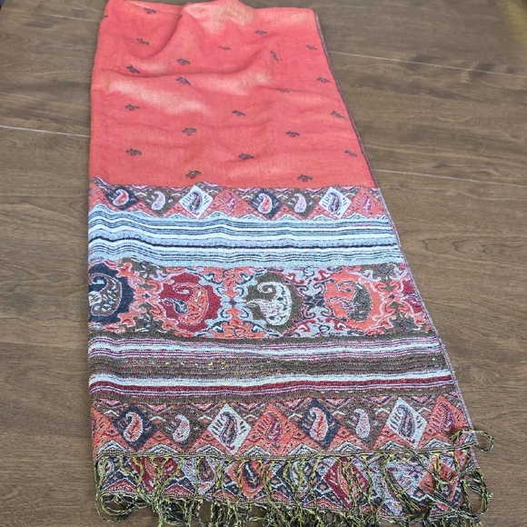 Bohemian Paisley Pashmina Shawl Wrap Scarf With Fringes Elegant Multicolor One S - Picture 4 of 12